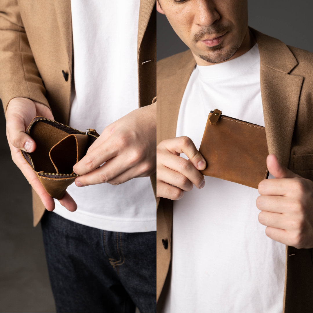 L字ファスナー小銭入れ 本革 GLEOLE