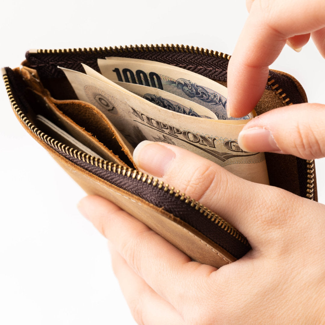 L字ファスナー小銭入れ 本革 GLEOLE